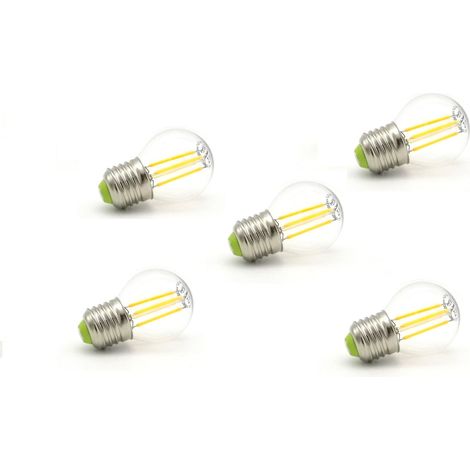 Pack 5 Bombillas Esféricas Filamento Led E27 4W 2700k