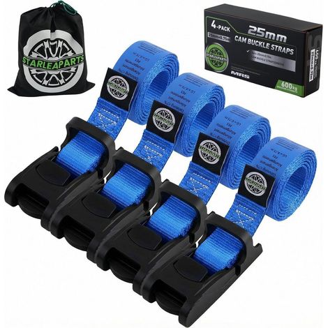 Spanngurte 4er-Set 75cm mit Klemmschloss, 600kg Bruchlast, blau (1/5)