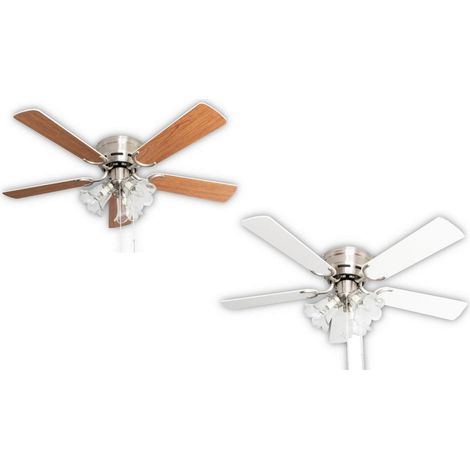 Ceiling fan Kisa Deluxe BN White / Maple with lights