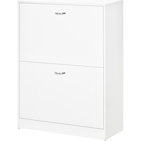 Armoire à Chaussures 2 Portes Abattantes 60L x 24l x 80H cm Blanc (1/5)
