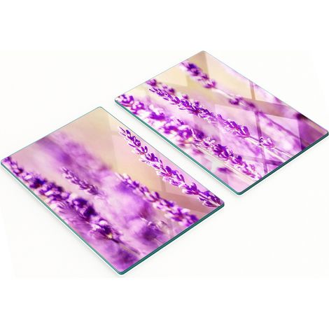 Tablas de cocina de vidrio templado con motivos decorativos de lavanda, 2 x 40 x 52 cm. (1/5)