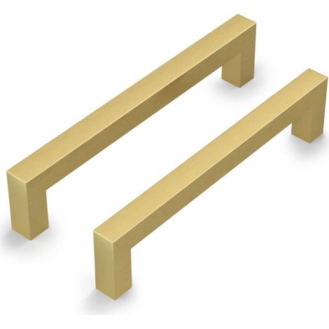 Set mit 2 goldenen Küchenschrankgriffen – Lochabstand: 128 mm – Küchenschrank-Türgriffe – Goldene Schubladengriffe (1/5)