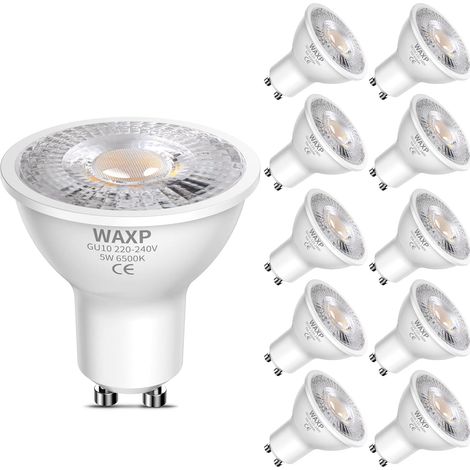 Spot LED 5 W, blanc froid, 6 500 K, 365 lm, sans scintillement, lampe LED à économie d'énergie, équivalent à un spot halogène GU10 de 40 à 50 W, lot de 10 (1/5)