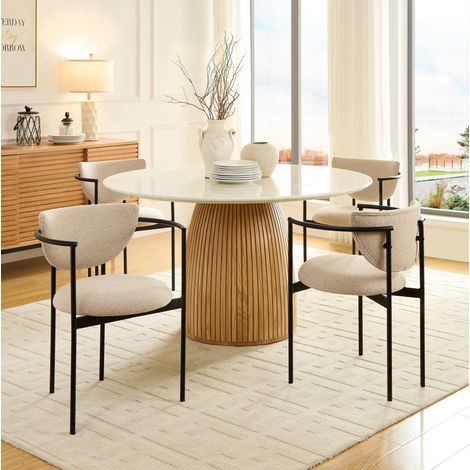 Silla de comedor con reposabrazos de tela y metal OKMYHOME (1/5)