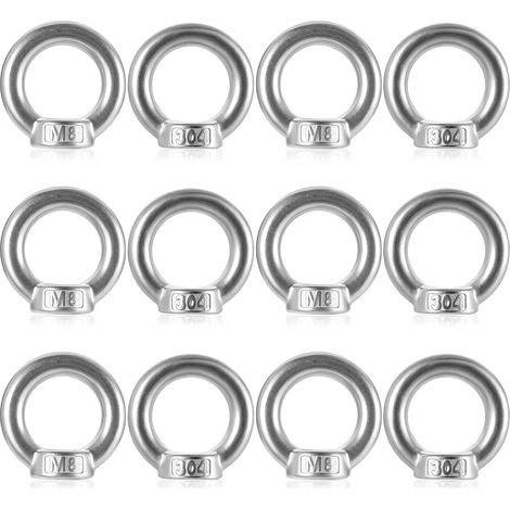 12 Pcs Ecrou M8, Écrou à Anneau, Écrous à œil en acier inoxydable (1/5)