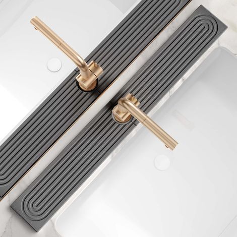 FITLAB-Tapis de robinet en terre de diatomées, gris foncé, 60100,9cm, protection anti-éclaboussures pour comptoir de salle de bain. (1/5)