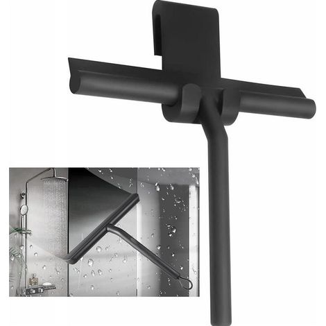 Silicone shower squeegee with holder – Stainless steel core – For smooth surfaces – Removes limescale and water residue (1/5)