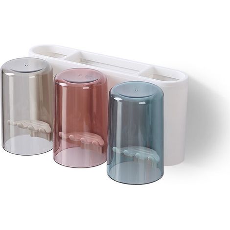 Punch Free Wall Mount Toothbrush Holder 3 Cup Electric Toothbrush Holder