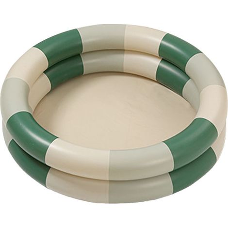 Piscine Gonflable Bébé Style Rétro Épais, Piscine Familiale Rayures Vertes pour Jardin (1/5)
