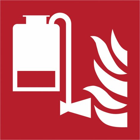 Pannello adesivo antincendio ISO 7010 "Gruppo portatile antincendio a schiuma" - F010