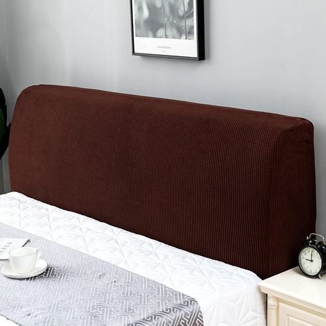 Housse de tête de lit extensible - Housse anti-poussière - Pour tête de lit rembourrée de chambre à coucher - 190-210 cm - Marron (1/3)