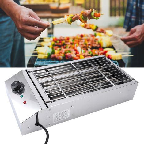 Parrilla eléctrica de acero inoxidable - modelo AIS120 2800W, control de temperatura 50-300°C, rejilla extraíble sin humo para uso interior y exterior (42x28cm)