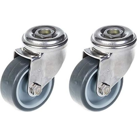 Rueda - 50mm x 20mm - Acero inoxidable - Giratoria - Carga 80kg - Conjunto de 2
