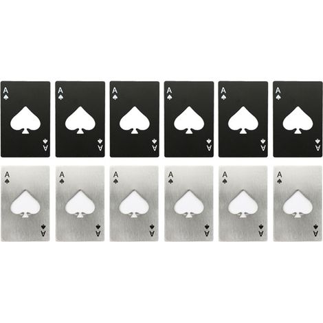 Lot de 12 ouvre-bouteilles portables en acier inoxydable en forme de poker, pour la maison (1/5)