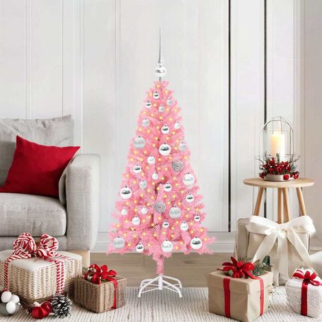Weihnachtsbaum mit 150 LEDs mit Ständer Rosa 120 cm PVC