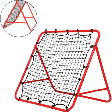 Randaco Rebounder da calcio con angolo regolabile, telaio in acciaio, rete PE rossa, per allenamento multisport, riflessi, passaggi e tiri