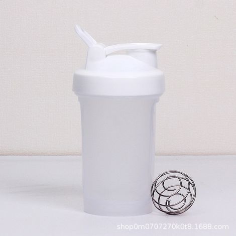 KOWOLL Bouteille shaker avec bille en acier inoxydable, pour boissons protéinées, compatible lave-vaisselle, 400 ml, blanche (1/3)
