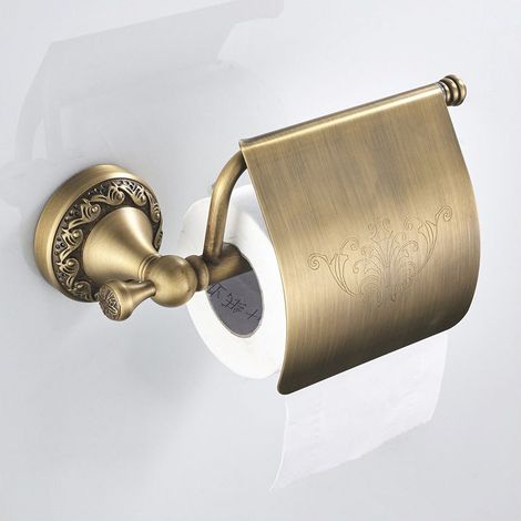 Retro-Toilettenpapierhalter aus Messing, Wandhalterung für Toilettenpapierrollen, Toilettenpapierhalter mit Retro-Deckel aus Messing, Wandhalterung für Toilettenpapierrollen, Toilettenpapier-Aufbewahr (1/5)