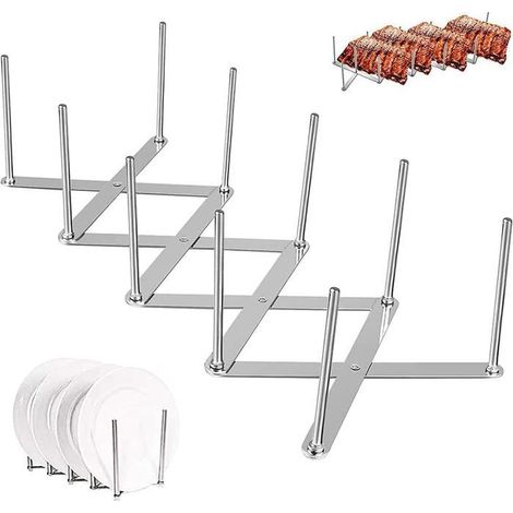 Deux jeux de supports à couvercles en acier inoxydable avec bacs de rangement réglables pour casseroles, poêles et couvercles. (1/5)