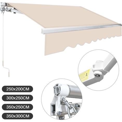 TolleTour Tenda da sole Tenda da sole in alluminio Tenda da sole a braccio articolato Tenda da sole Protezione solare Balcone 250 x 200 cm Beige (1/5)