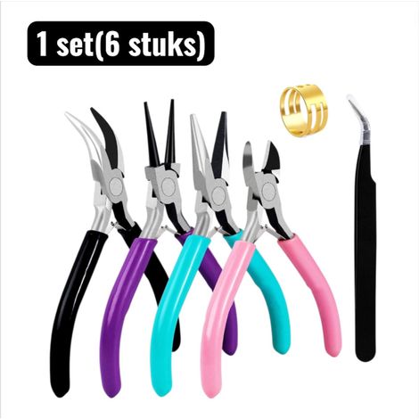 Lot de 6 pinces à bijoux en acier inoxydable 11,5 cm pour sertissage pliage façonnage et fabrication de bijoux (1/5)
