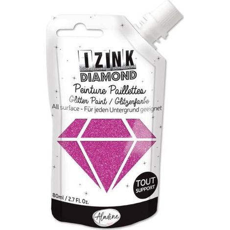 Peinture - IZINK - Diamond - Fuchsia - 80ml - Résistante à l'eau (1/2)
