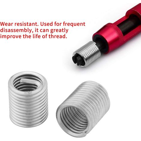 Kit de réparation de filetage en acier inoxydable 60 pièces, insert de réparation de filetage, insert de filetage autotaraudeur M3 M4 M5 M6 M8 M10 M12 pour les réparations automobiles (1/4)