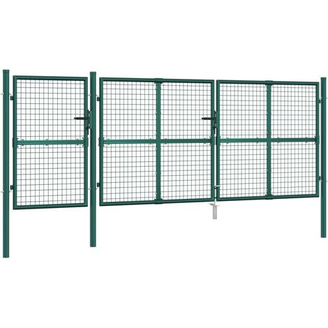 Mesh Garden Gate Green 400x175 cm Galvanised Steel vidaXL