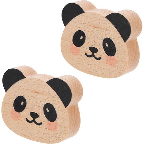 Lot de 2 patères en bois, cintre panda pour vêtements et chapeaux, pratiques pour la maison (1/4)
