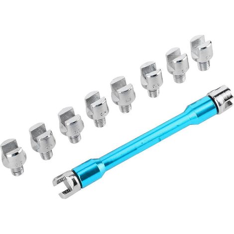 CNC-gefräster Motorrad-Speichenschlüsselsatz 5,0–6,8 mm, Länge 93 mm/3,7 Zoll, passend für die meisten Motorräder (Blau)