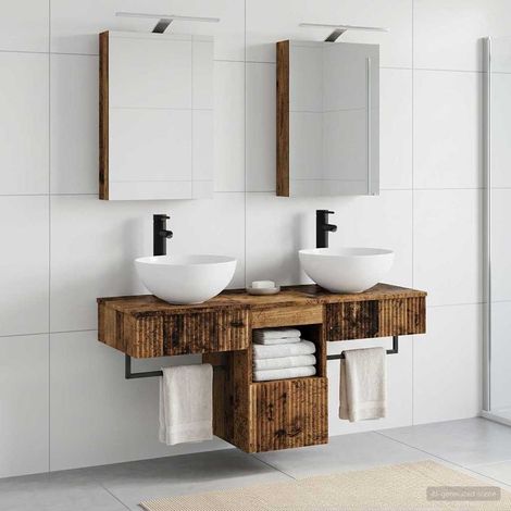 vidaXL Juego de Muebles de Baño 5 uds. Madera envejecida (1/5)