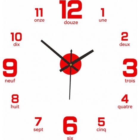 Horloge murale DIY 3D rouge sans trotteuse 80-130 cm rouge 80-130cm 39 × 13 × 4 cm 350 g – Livraison gratuite