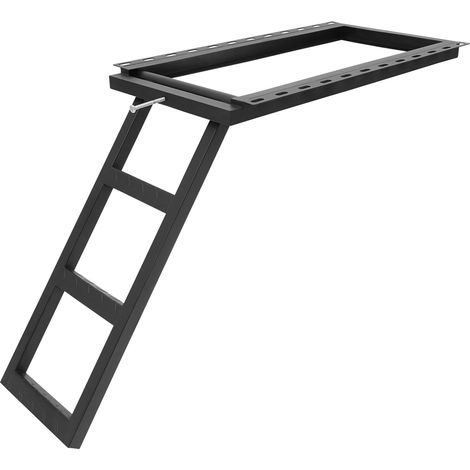Escalera telescópica para camión, 3 peldaños, escalera de acceso, escalera plegable, negra, para la zona de carga, capacidad de carga de 200 kg (1/5)