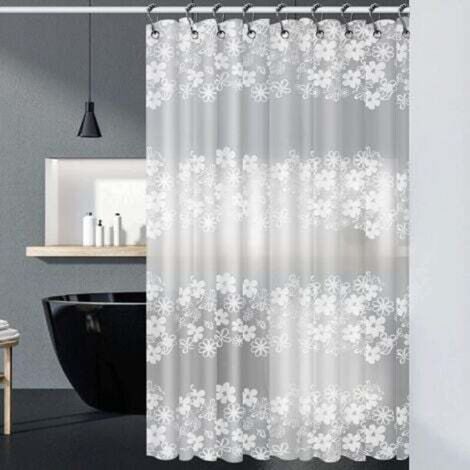 [JAMAIS UTILISÉ] Rideau de Douche imperméable, EVA [Anti-moisissure] [Ourlet lesté] Rideau de Douche élégant avec 12 Crochets, 180 x 180 cm - Motif Fleuri - Translucide (1/4)