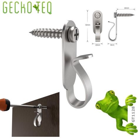 GT1128 GeckoTeq Lot de 5 crochets muraux en acier inoxydable/transparent pour guirlandes et lumières de fête (1/5)