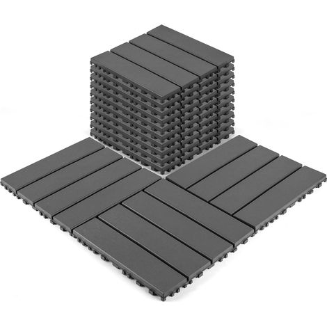Baldosas de terraza encajables 44 piezas 30,5 x 30,5 x 2 cm PP gris oscuro OKMYHOME (1/5)