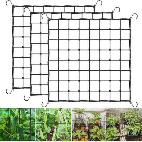 Filet en treillis 80x80cm, filet Scrog avec crochets, filet pour plantes robuste pour tente de culture, filet de Support élastique, 3 pièces (1/5)