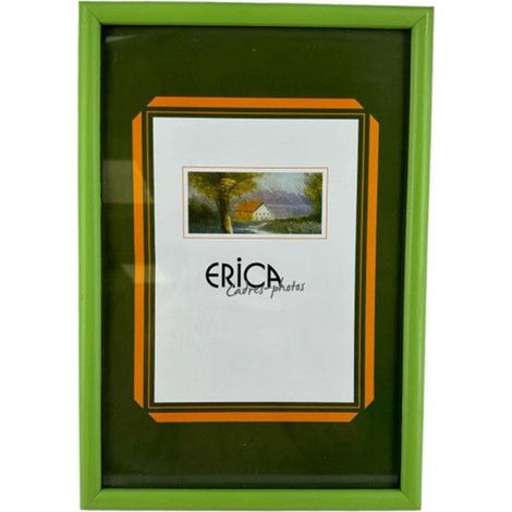 Cadre photo - Pour photo 15x21cm - Bois - Vert - A suspendre ou à poser