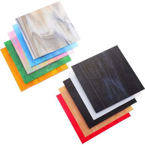Feuille De Verre Vitrail 10 Pièces Verre Ondulé À L'Eau Feuille De Colorée Pour Mosaïque Décoration Maison Église Bureau Mariage Et Noël 10 X 10 X 0.30 Cm