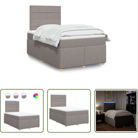 Matelas à ressorts ensachés - Sommier à lattes de lit avec matelas taupe 120x190 cm tissu (1/5)