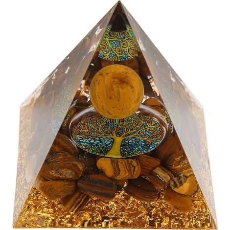 Ornement pyramidal en gravier naturel triangulaire porte-bonheur, pyramide améliorant l'humeur, décoration d'énergie positive pour étagère (1/5)
