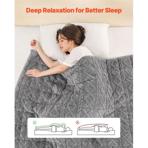 Couverture lestée 9 kg 152x203 cm lit Queen, plaid lourd polaire sherpa perles de verre, doux chaud cocooning, adulte 90-113 kg, anti-stress sommeil apaisé, gris (1/5)