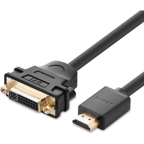 Ugreen kabel adapterkabel dvi 24 5 pin weiblich - hdmi mannlich 22 cm video kabel digital kabel schwarz (1/5)