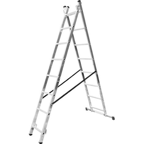 Echelle transformable 2 plans 2x8 échelons 3,45m/4,35m en aluminium Hailo HobbyStep Type d'embouts - Embout classique (1/5)