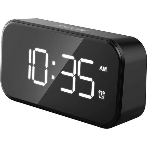 Sveglia digitale LED da comodino alimentata a rete da 1 pz, sveglia digitale con display a 5 LED con doppia porta USB, 12/24 ore, 6 livelli di luminosità, funzione snooze (1/5)