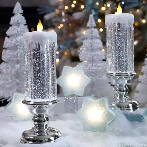 Lampe Bougie LED Remplie D Eau - Effet Mouvement De L Eau Et Paillettes - Sans Flamme - Fonctionne Sur Piles - Décoration Intérieure Extérieure - Lot De 1 (1/5)