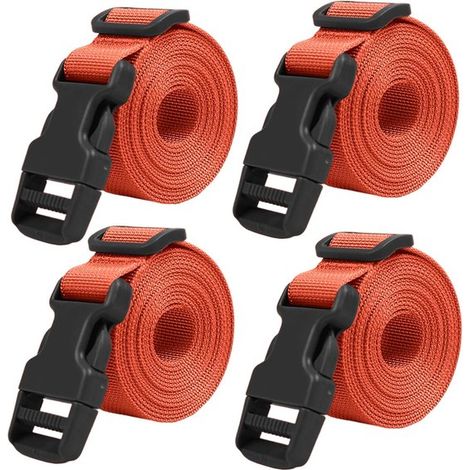 Lot de 4 sangles de valise réglables – 200 cm – Orange – Accessoires de voyage – Sécurise vos bagages (1/5)