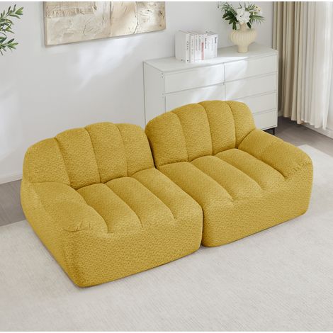 Sofá modular amarillo de fleecе granular, sin montaje, con asiento profundo y diseño ergonómico (1/5)