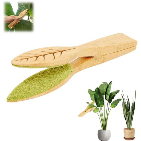 Pince à nettoyer les feuilles, nettoyeur de duvet de feuilles de plantes, manche en bois, convient aux plantes en pot d'intérieur et d'extérieur, facile à utiliser - permet de nettoyer les deux faces (1/5)