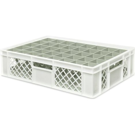 BRB Gläserkiste 600x400 mm für 15, 24, 33 oder 40 Gläser, farbig (Weiß, für 40 Gläser Ø 67 mm, Glashöhe max 122 mm)